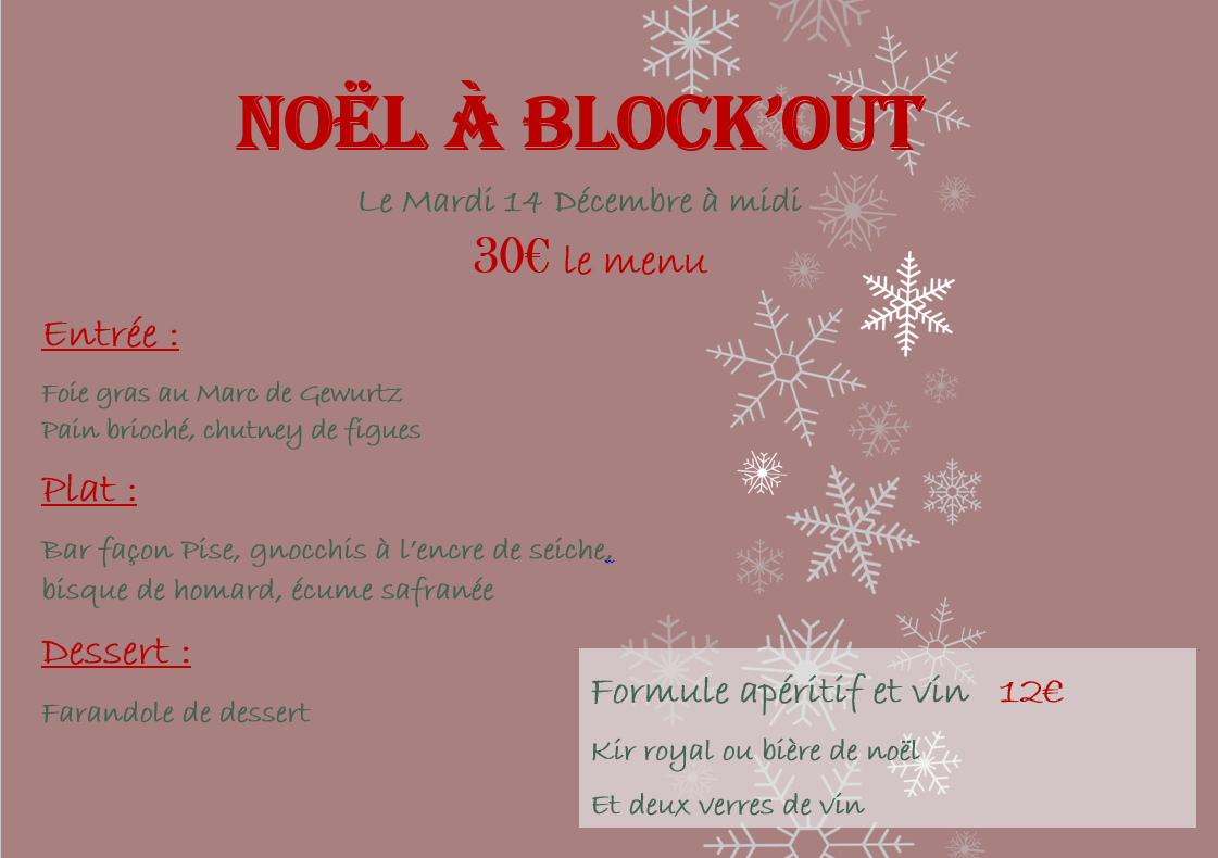 Repas de Noël le Mardi 14 Décembre 